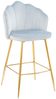 Barhocker Hellgrau 2er Set 52 x 54 cm Samt Muscheldesign Metallgestell Gold Bild 2