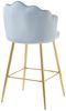 Barhocker Hellgrau 2er Set 52 x 54 cm Samt Muscheldesign Metallgestell Gold Bild 5