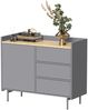 Kommode Velina Grau 100 x 82 cm mit 3 Schubladen und 1 Tür Vicco Bild 5