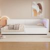 Daybett/Tagesbett/Schlafsofa 209×98×69cm –Vliesimitat & MDF mit LED-Umgebungslicht (Fernbedienung) Weiß Bild 4