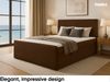 MEBLINI Boxspringbett MALTESE 140x200 cm mit Bettkasten – H4/Dunkelbraun Samt Polsterbett - Gepolstert Doppelbett mit Matratze und Topper - Polsterbett mit Stauraum - Bett mit Kopfteil – Stauraumbett Bild 3