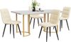 Esstischgruppe H 75 x T 80 x B 140 cm mit MDF-Tisch in Marmor-Optik und 4 Samtstühlen Bild 2