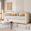 Polsterbett Samt mit Ausziehbett & Lattenrost, 90x200/180x200 cm, Beige, ohne Matratze Bild 2