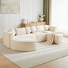 Schlafcouch 292 x 165 x 68 cm mit Schlaffunktion – modulares Sofa aus Chenille in Beige Bild 2