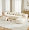 Schlafcouch 292 x 165 x 68 cm mit Schlaffunktion – modulares Sofa aus Chenille in Beige Bild 4