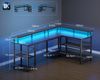 ODK Gamingtisch mit LED-Beleuchtung, 150cm Reversibler Eckschreibtisch, L-Form (1-St), Multifunktionaler Tisch mit Steckdosen & USB, Schwarzholz-Optik Bild 2