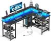 ODK Gamingtisch mit LED-Beleuchtung, 150cm Reversibler Eckschreibtisch, L-Form (1-St), Multifunktionaler Tisch mit Steckdosen & USB, Schwarzholz-Optik Bild 3
