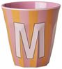 Rice Melamin Becher Buchstabe M / Streifen / Pink 250ml Bild 1