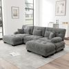 Modulares Ecksofa aus Chenille mit Ottomane, tiefem Sitz & U-/L-Form, 313x145x81 cm, Grau Bild 2