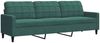 vidaXL 3-tlg. Sofagarnitur mit Kissen und Nackenrollen Dunkelgrün Samt 3278503 Bild 4