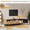 Merax Lowboard mit Holzmaserung-Oberfläche in Holzfarbe und Schwarz (1 St, 150x38x44cm), TV-Schrank mit Schrank, 2 Schubladen und offenen Staufächern Bild 4
