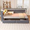 Polsterbett Schlafsofa 90x200 cm mit LED, USB, Bettkasten und Matratze nicht enthalten Bild 3