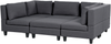 Beliani 'Unstad' Sofa, Dunkelgrau, Leinenoptik, 72 x 76 x 228 cm, mit Ottomane, U-Form Bild 4