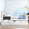 Kinderbett mit Lattenrost, Schubladen, Rausfallschutz, Regal und Tafel, 90x200 cm, Einzelbett, Holzbett, Jugendbett, Kiefer Bild 2