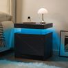 Nachttisch mit LED und 2 Schubladen in Schwarz-Gold, 50 x 53 x 36 cm, aus Holzwerkstoff Bild 3