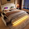 Polsterbett 160x200 cm aus Leinen mit Stauraum und 360° LED, mit USB- und Type-C-Anschlüssen Bild 2