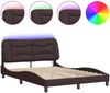 vidaXL Bettgestell mit LED ohne Matratze "Hvar" Dunkelbraun 140x190 cm Stoff 3213700 Bild 2