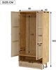 Merax Kleiderschrank 2-türig mit Stange, Spanplatten + PE-Rattan, Natur, 183 x 45 x 90 cm Bild 4