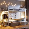 Etagenbett mit Schubladen, RGB LED-Streifen, Kleiderstange, Regal, Lattenrost und Leiter, 90x200 cm, Kinderbett mit Rausfallschutz, Metallbett Bild 2
