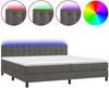 vidaXL Boxspringbett mit Matratze & LED Dunkelgrau 200x200 cm Samt, Härtegrad: H2 [3134664] Bild 2