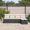 vidaXL Gartensofa-set mit Kissen 5 pcs Schwarz und Creme Poly-Rattan 3358856 Bild 3