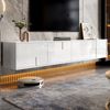 TV-Schrank 170x30x30,5 cm Weiß Hochglanz, grifflos, stehend oder schwebend, mit 3 Türen und 2 Schubladen Bild 2