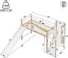 Merax Kinderbett, 90x200 cm, Hochbett, Halbhohes Bett, Sicherheitsgeländer, Stauraumleiter, Rutsche, mit LED-Lichtleiste, Weiß Bild 4