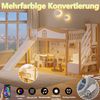 Merax Kinderbett, 90x200 cm, Hochbett, Halbhohes Bett, Sicherheitsgeländer, Stauraumleiter, Rutsche, mit LED-Lichtleiste, Weiß Bild 5