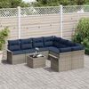 vidaXL Gartensofa-set mit Kissen 9 pcs Grau und Marineblau Poly-Rattan 3345305 Bild 3