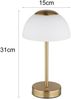 2er Set Dimmbare Akku Tischleuchten per USB aufladbar, Messing, Höhe 31cm Bild 4