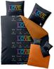 CelinaTex Fashion Bettwäsche 200x200 cm 3teilig Baumwolle Love Wörter Schwarz Orange Bild 4