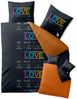 CelinaTex Fashion Bettwäsche 200x200 cm 3teilig Baumwolle Love Wörter Schwarz Orange Bild 5
