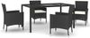 vidaXL 5-tlg. Garten-Essgruppe mit Kissen Schwarz Poly Rattan 3187318 Bild 2