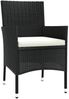 vidaXL 5-tlg. Garten-Essgruppe mit Kissen Schwarz Poly Rattan 3187318 Bild 5