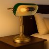 Tischleuchte, Bankerlampe, Zugkette, altmessing, grün, H 36 cm Bild 2