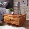 Wohnling Design Nachttisch Massiv-Holz 40 x 40 x 25 cm | Moderne Nacht-Kommode mit Schublade | Nachtschrank Natur-Holz Nachtkonsole Bild 3