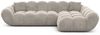 Sofa Dreams Polsterecke Maleron L Form kurz Stoffsofa, 4-Sitzer, Loungesofa, Ottomane rechts, Samtstoff Bezug in Sand Bild 3