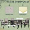 Outsunny Garten-Essgruppe wasserabweisende Polster, 175x92x73cm, (Sitzgruppe, 7-tlg, 1 Tisch, 6 Stühle), Wasserabweisende Kissen Bild 4
