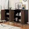 Merax Sideboard Fischgrätmuster Wohnzimmerschrank Buffet Schrank (140 x 40 x 80 cm, 1 St), Kommode mit 4 Türen, Stauraum, Metallbeine & Verstellbaren Regalen Bild 2