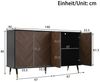 Merax Sideboard Fischgrätmuster Wohnzimmerschrank Buffet Schrank (140 x 40 x 80 cm, 1 St), Kommode mit 4 Türen, Stauraum, Metallbeine & Verstellbaren Regalen Bild 4