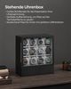 SONGMICS Uhrenbox 12 Fächer, Uhrenkasten mit Fenster, Uhren-Präsentation, Massivholzfurnier, Samtfutter, vertikale Aufbewahrung, platzsparend, Geschenkidee, ebenholzschwarz JOWDE014B01 Bild 2