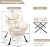 Sessel mit Hocker & Armlehnen & Seitentasche & Fußstütze Relaxsessel Ohrensessel Beige Bild 2