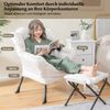 Sessel mit Hocker & Armlehnen & Seitentasche & Fußstütze Relaxsessel Ohrensessel Beige Bild 3