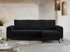 Ecksofa Wohnzimmer aus Cordstoff mit Schlaffunktion - HUGO-lin - Schwarz Velours Bild 2