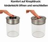 BURI Vorratsglas Vakuumglas 3er Set 700ml | Vorratsdosen Glas mit Edelstahl Deckel & Vakuum Klick-Mechanismus | Luftdicht mottensicher auslaufsicher stapelbar spülmaschinenfest Bild 5