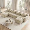 Modulares Sofa aus Plüsch mit rutschfester Basis & Kissen, beige Bild 2