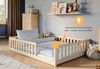Kinderbett Bodenbett 140x200 cm Bett mit Rausfallschutz & Lattenrost Montessori Bett Bed Gitterbett Kinder Jugendbett Einzelbett optional mit Matratze | Natur Kiefer Holz massiv Junge Mädchen Bild 4