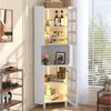 Flieks Badkommode Eckschrank mit LED-Beleuchtung und Glastüren (1 St, 63,5x45x157,5 cm), Hochschrank Mehrzweckschrank Eckkommode mit 5 Fächern Weiß Bild 5