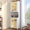 Flieks Badkommode Eckschrank mit LED-Beleuchtung und Glastüren (1 St, 63,5x45x157,5 cm), Hochschrank Mehrzweckschrank Eckkommode mit 5 Fächern Weiß Bild 3