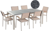 Essgruppe für 6 Personen GROSSETO Stein Granit Optik 180x90x76 cm Beige Bild 1